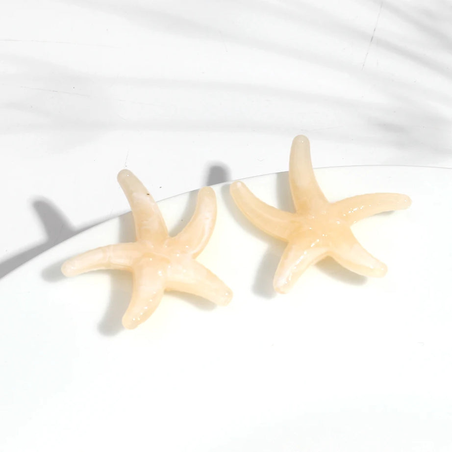 Marble Starfish Shell Stud Earrings