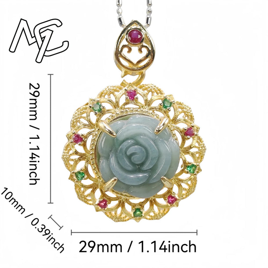 S925 Silver Burmese Jade Flower, Gourd & Butterfly Adjustable Ring, Sacred Amulet