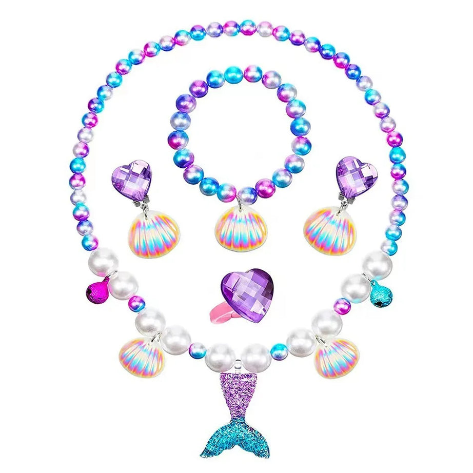 Mermaid Fish Tail Shell Bracelet and Earring Set for Girls