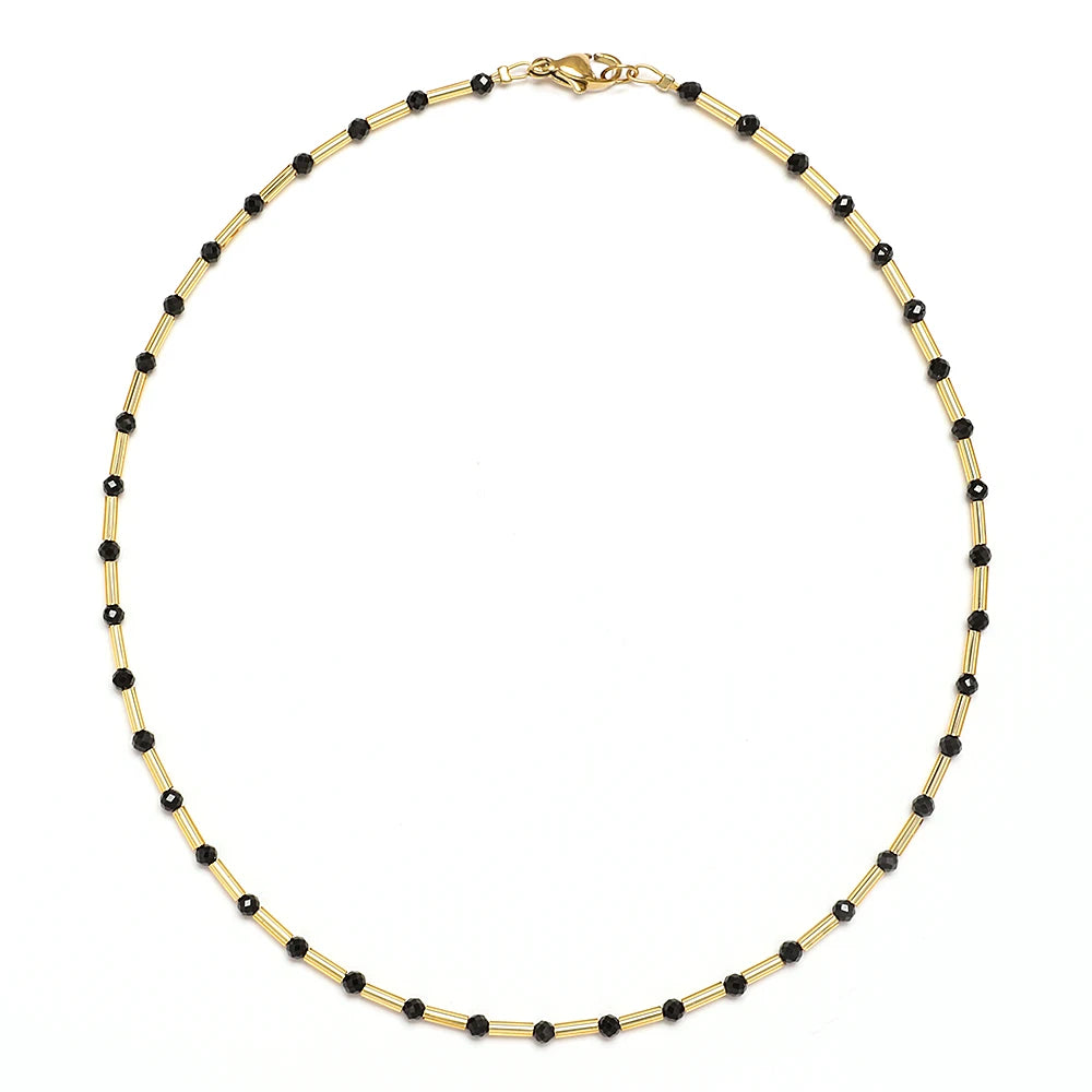 ZMZY Fashion Boho Necklace Women Jewelry Natural Stone Choker Healing Tiny Beads Clavicle Chain Crystal Agates Necklace