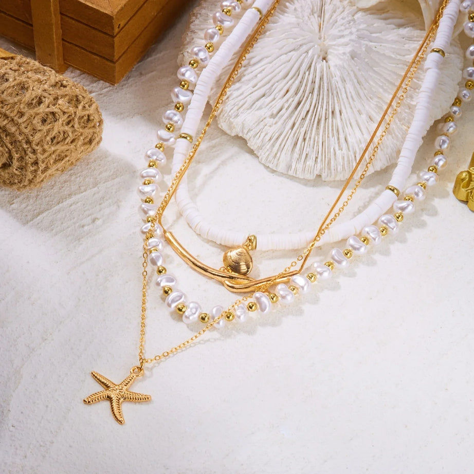 Turtle, Starfish and Shell Fishtail Boho Choker