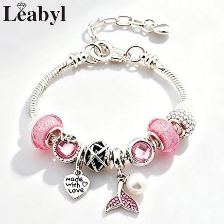 Dolphin Starfish and Shell Enamel Charm Bracelet