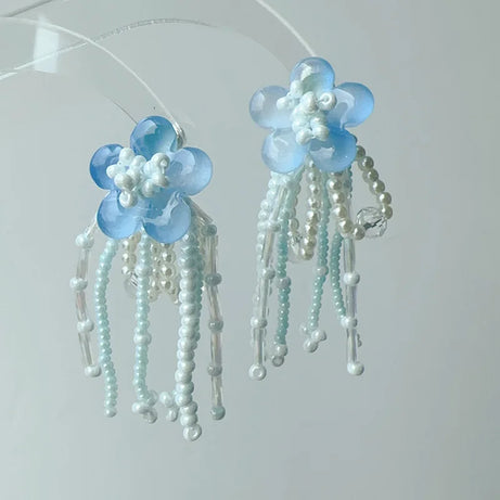 Floral Tassel Long Statement Earrings Jewelry