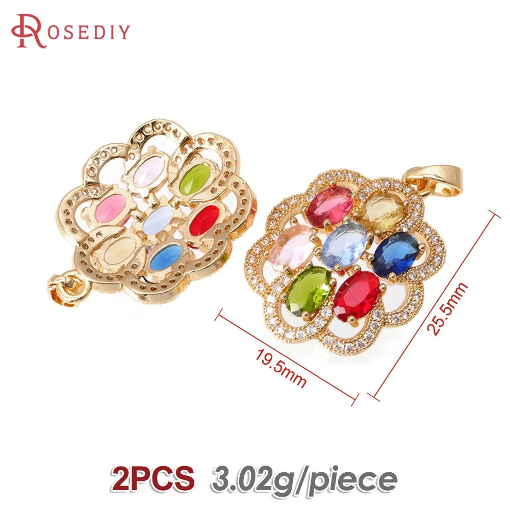 18K Gold Color Brass and Zircon Lotus Flower Necklaces Charms Pendants High Quality Diy Jewelry Accessories Making Supplies