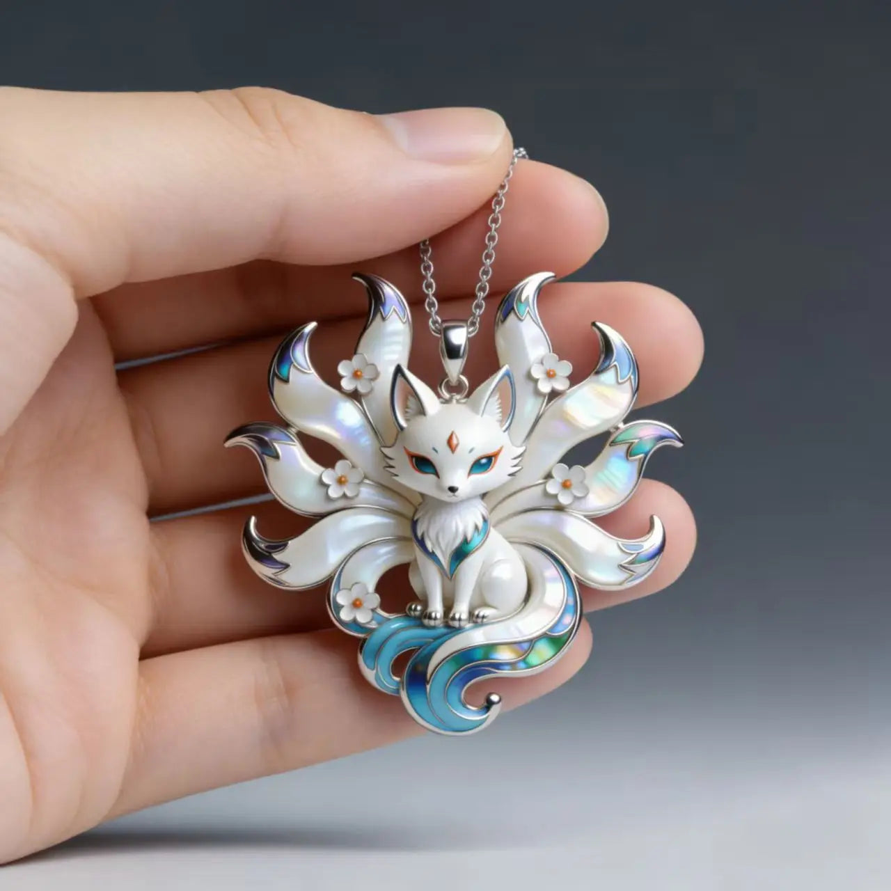 Nine-Tailed Fox Pendant Necklace Exquisite Enamel Craft Cute Fashion Jewelry Gift for Best Friends Family