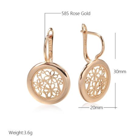 Rose Gold Glossy Flower Dangle Earrings Jewelry