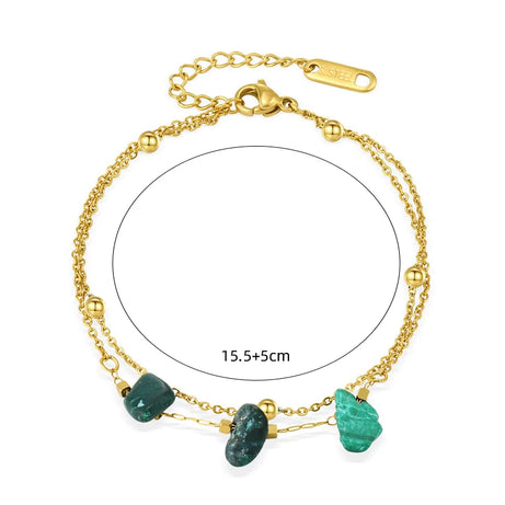 WILD & FREE Boho Vintage Green Natural Stone Bracelets for Women Stainless Steel Trendy Charms Aesthetic Jewelry Set - Charlie Dolly