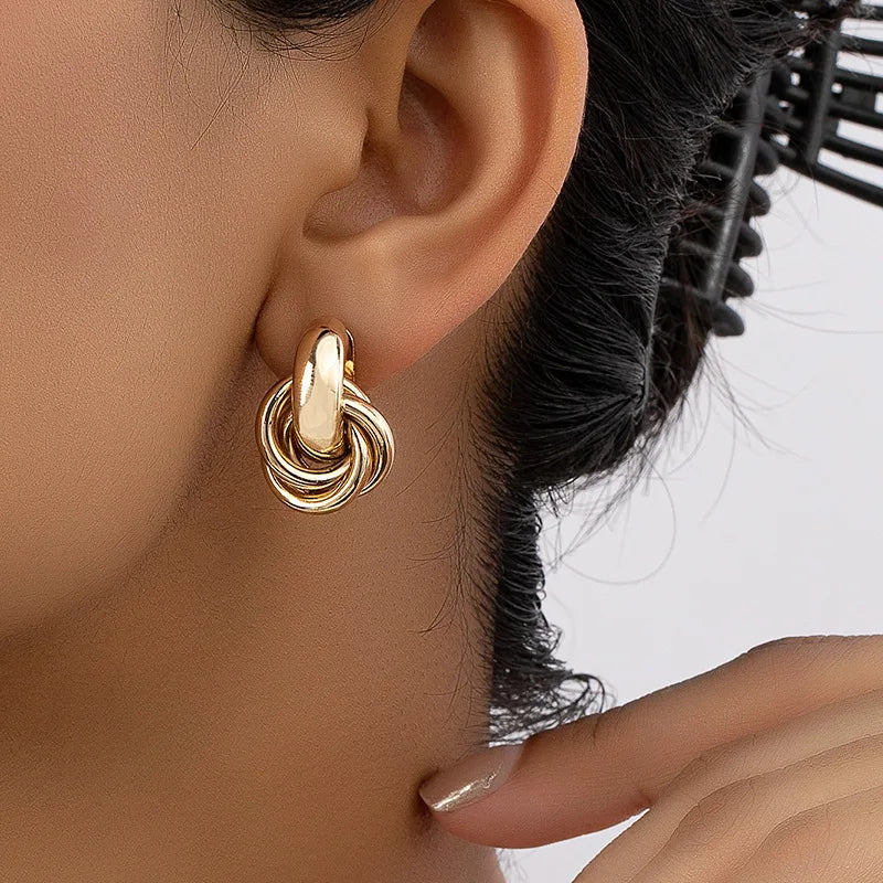 Twisted Hoop Earrings Gold Silver Geometric Stacked Design  Plated Corkscrew Everyday Boho Jewelry Gift