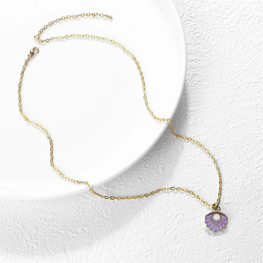 Shell and Pearl Pendant Boho Necklace