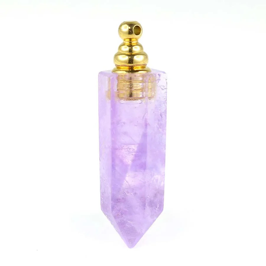 Charms Natural Healing Crystal Stone Boho Perfume Diffuser Pendants for Women Amethyst Rose Quartz Fluorite Choice Men Jewelry