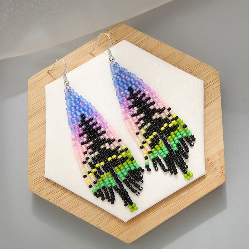 LIMAX Colorful Rice Bead Earrings Niche Ethnic Style Handmade Jewelry Personality Bohemian Tassels Earring - Charlie Dolly