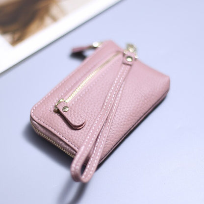 Wristlet Wallets for Women Coin Purse Genuine Leather Clutch Bags Ladies Money Credit Card Keychain Holder Short Wallet