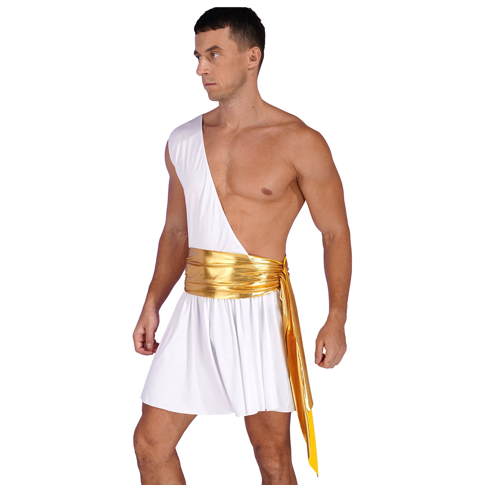 Men's  Ancient Greek God Halloween Party Costume Cosplay One Shoulder Strap Skirts Knight Warrior Theatrical Performance Outfit - Charlie Dolly