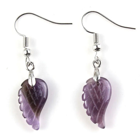 KFT Natural Carved Angel Wings Crystal Quartz Earring Lapis Lazuli Agate Dangle Hook Drop Stone Women Girls Earrings Jewelry - Charlie Dolly