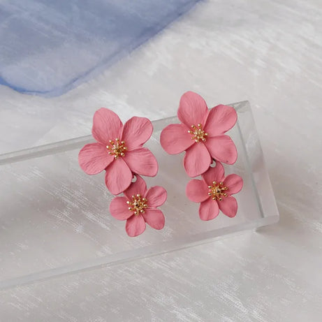 Metal Flower Stud Earrings Jewelry