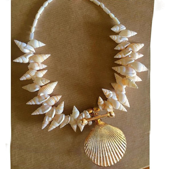 Summer Fashion Classic Irregular Green Shell Stone Short Necklace OT Button Copper Alloy Sea Shell Pendant Beach Choker Gift - Charlie Dolly