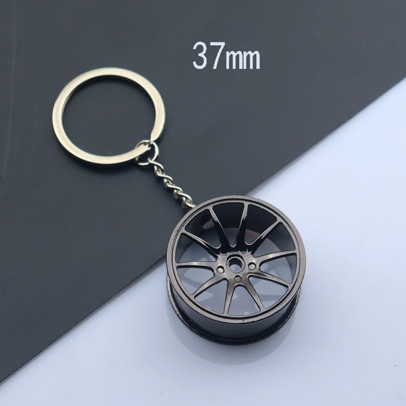 Creative Wheel Hub Key Chains Colorful Metal Tire Keyring for Men Trendy Design Car Keychain Accessories Cool Gifts