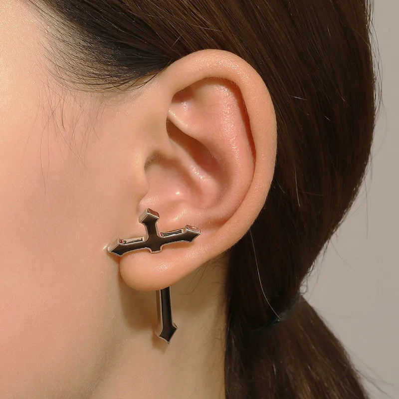 Vintage Dark Gothic Kinitial Sword Earrings For Women Men Dagger Piercing Earring Ear Jacket Punk Goth Halloween Jewelry Gift - Charlie Dolly