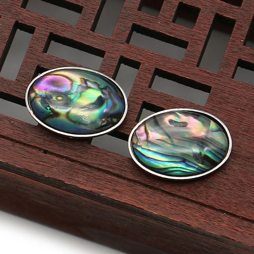 Natural Lapis Lazuli Stud Earrings Oval Shape Imitation Abalone Shell Stainless Steel Simple Ear Jewelry for Women Earring Gifts