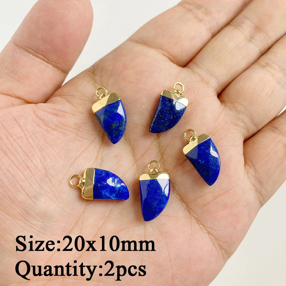 Natural Lapis Lazuli Pendant Blue Heart Square Oval Bullet Stone Charms For Jewelry Making Necklace Earrings Bracelet DIY 2PCS