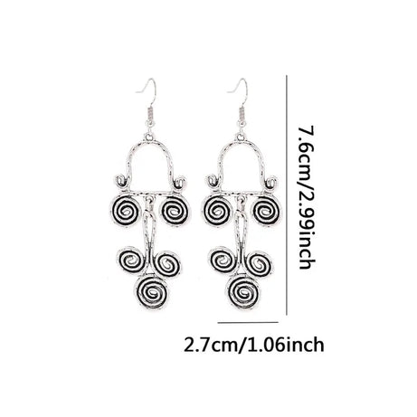 Antique Hollow Pattern Tassel Ethnic Earrings Jewelry