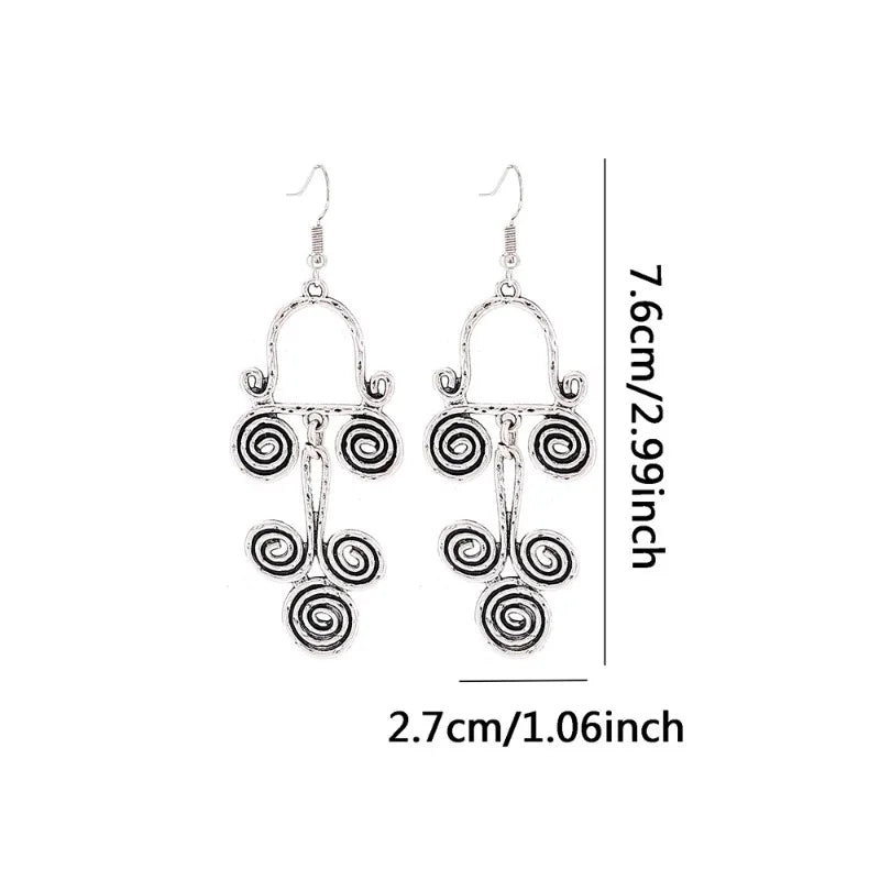 Ethnic Alloy Antique Earrings Brincos Boho Retro Hollow Patterns Drop Earrings for Women Bohemian Summer Tassel Jewelry