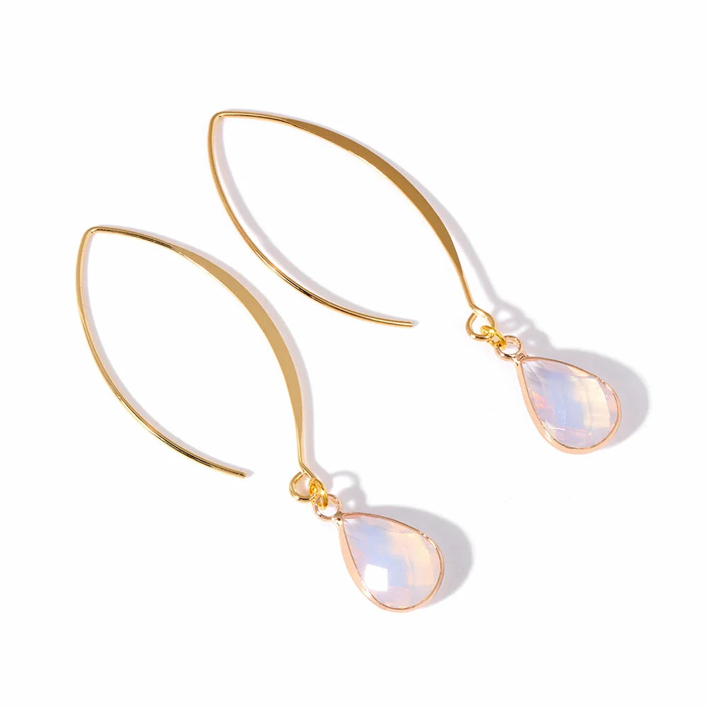 Tear Drop Earings For Women Natural Amethysts Pendant Drop Earrings Elegant Party Jewelry Women Long Dangle Earrings Femme Gifts