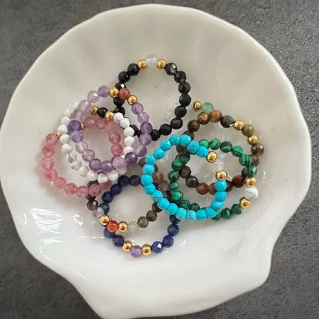 Boho Natural Stone Party Rings For Women Girls Trendy Handmade Jewelry Gift Amethyst Turquoise Tigereye Statement Ring Wholesale - Charlie Dolly