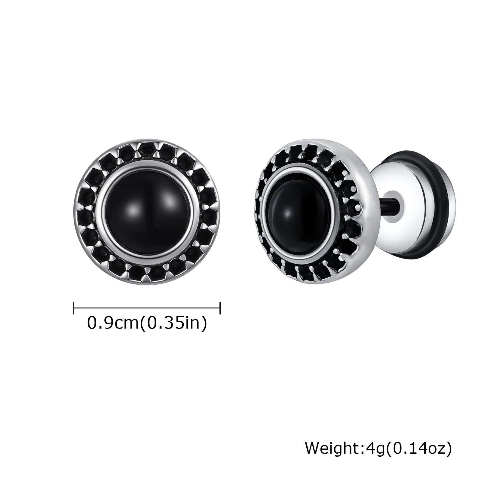 Natural Stone Studs Earrings for Men Women, Stainless Steel Hypoallergenic Small Round Earrings,Unisex Vintage Boho Jewelry Gift