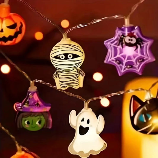 Halloween Party LED String Lights Pumpkin Ghost Spider Web Hanging Lamp For Halloween Home Indoor Outdoor Decoration Props 2024