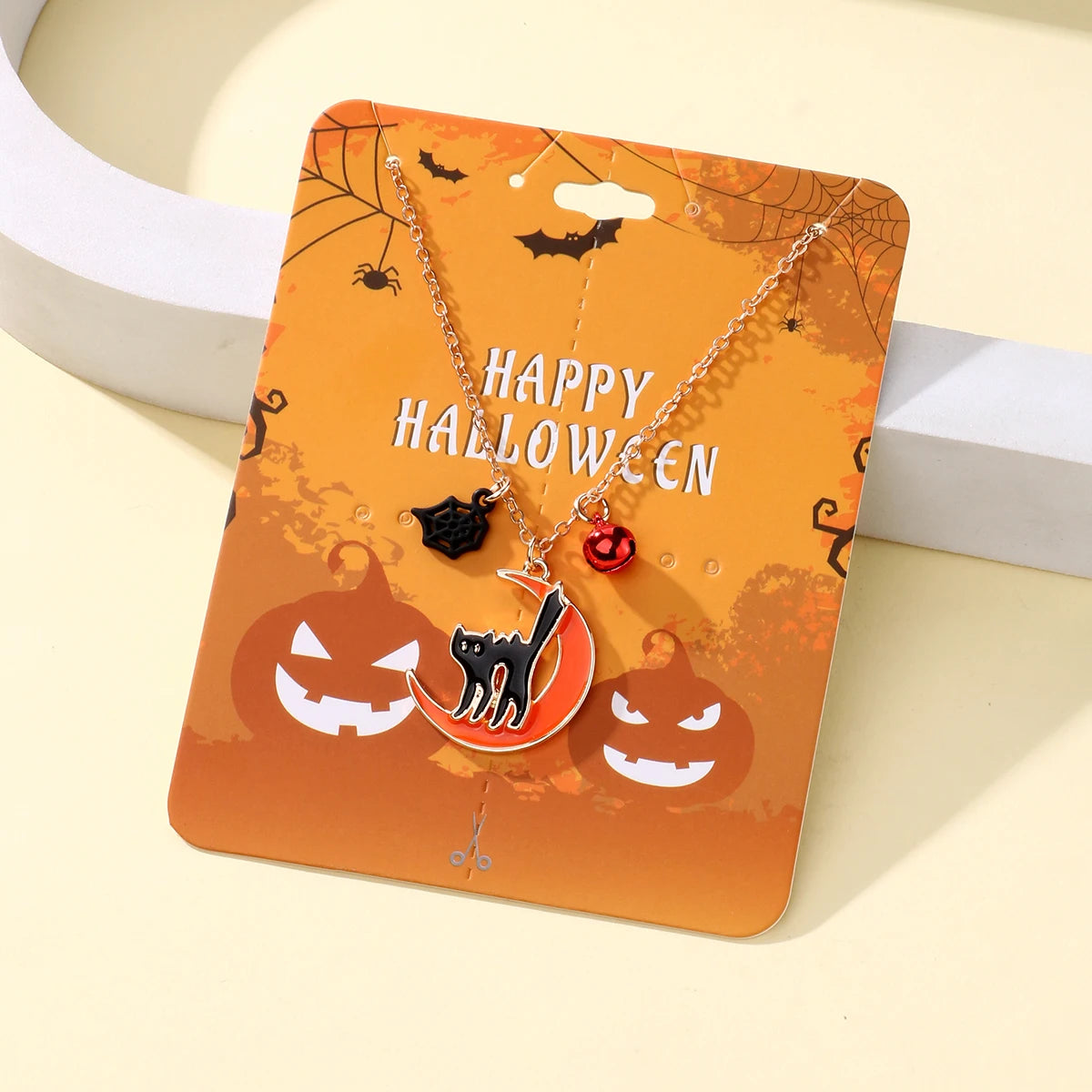 Halloween Children's Necklace Hat Pumpkin Bat Alloy Oil Drop Good Friends Versatile Collar Chain Set First Jewelry - Charlie Dolly