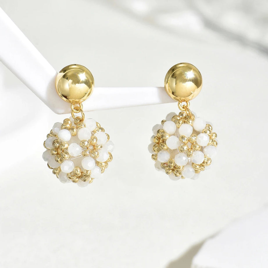Crystal Ball Bead Handmade Drop Earrings Jewelry