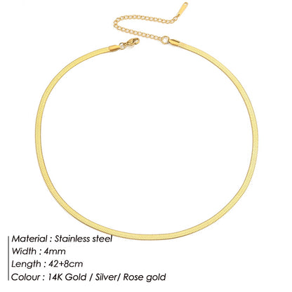Hot Fashion Unisex Snake Chain Women Necklace Choker Stainless Steel Herringbone Gold Color Chain Necklace For Women Jewelry