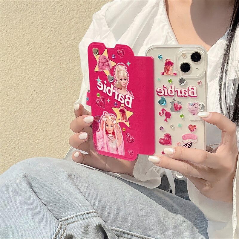 Barbie Flip Color Diamond Star Suitable for Iphone14Promax Mobile Phone Case Drop-Proof Soft Shell Kawaii Cute Cartoon Girls - Charlie Dolly