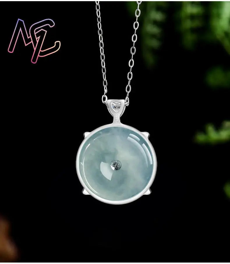Myanmar Jadeite Donut Pendant Necklace Real Jewelry Talismans Designer Lucky Burmese Jade Vintage Gifts for Women