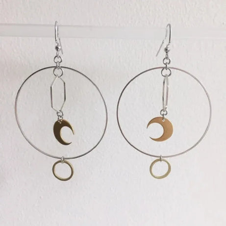 Crescent Moon Goddess Long Drop Earrings
