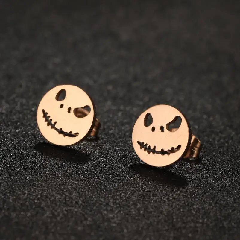 Cute Halloween Cartoon Ghost Earrings Stud For Women Stainless Steel Ear Piercing Black Earrings Minimalist Free Shipping - Charlie Dolly