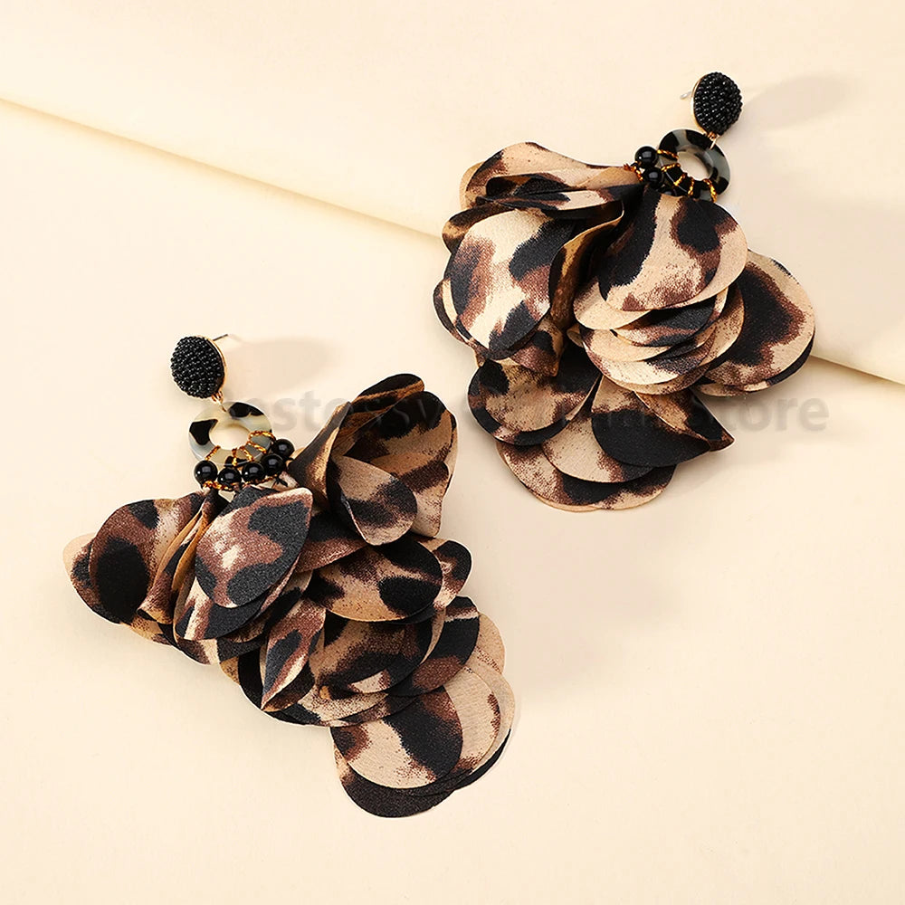 Charming Boho Long Hanging Dangle Earrings Acrylic Beads Elegant Petal Yarn Cute Sweet Fairy Fashion Statement Jewelry For Women