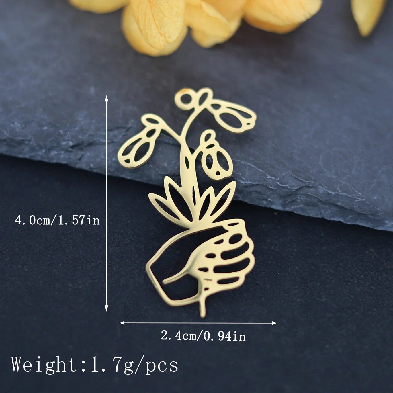 3PCS Art Line Lotus Flower Moon DIY Craft Tassels Earrings Necklace Stainless Steel Pendant Charms for Jewelry Making Accessory