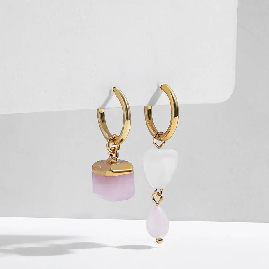 Agate Rectangle Bead Asymmetric Drop Earrings Jewelry