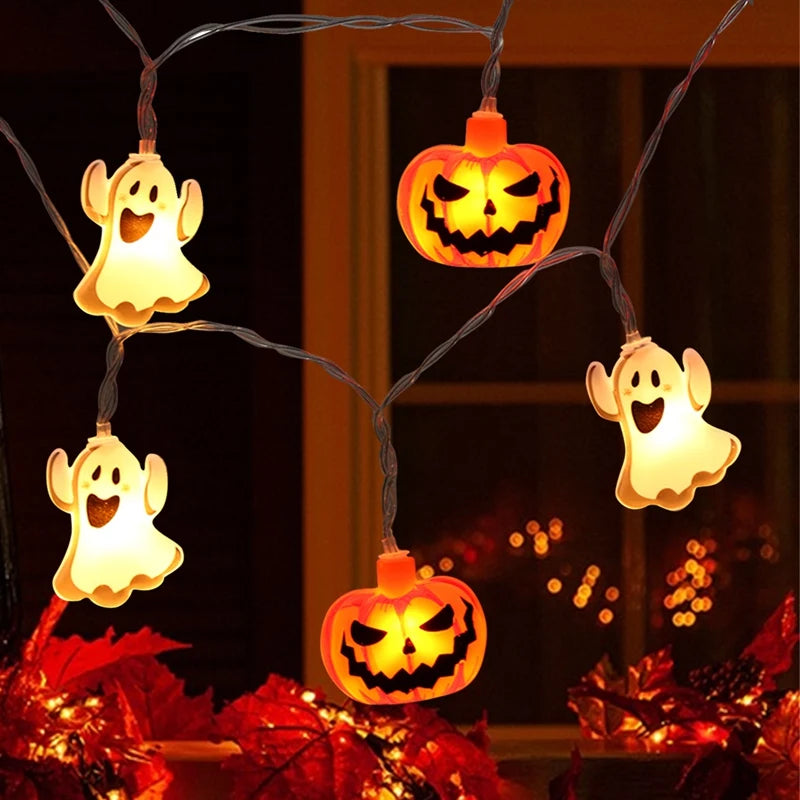 1.5m 10LED Halloween Pumpkin Ghost String Light Happy Halloween Party Decoration For Home 2024 Scary Horror House Party Supplies - Charlie Dolly