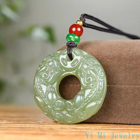 Hetian Jade Feng Shui Peace Button Pendant, Heirloom Protection Amulet