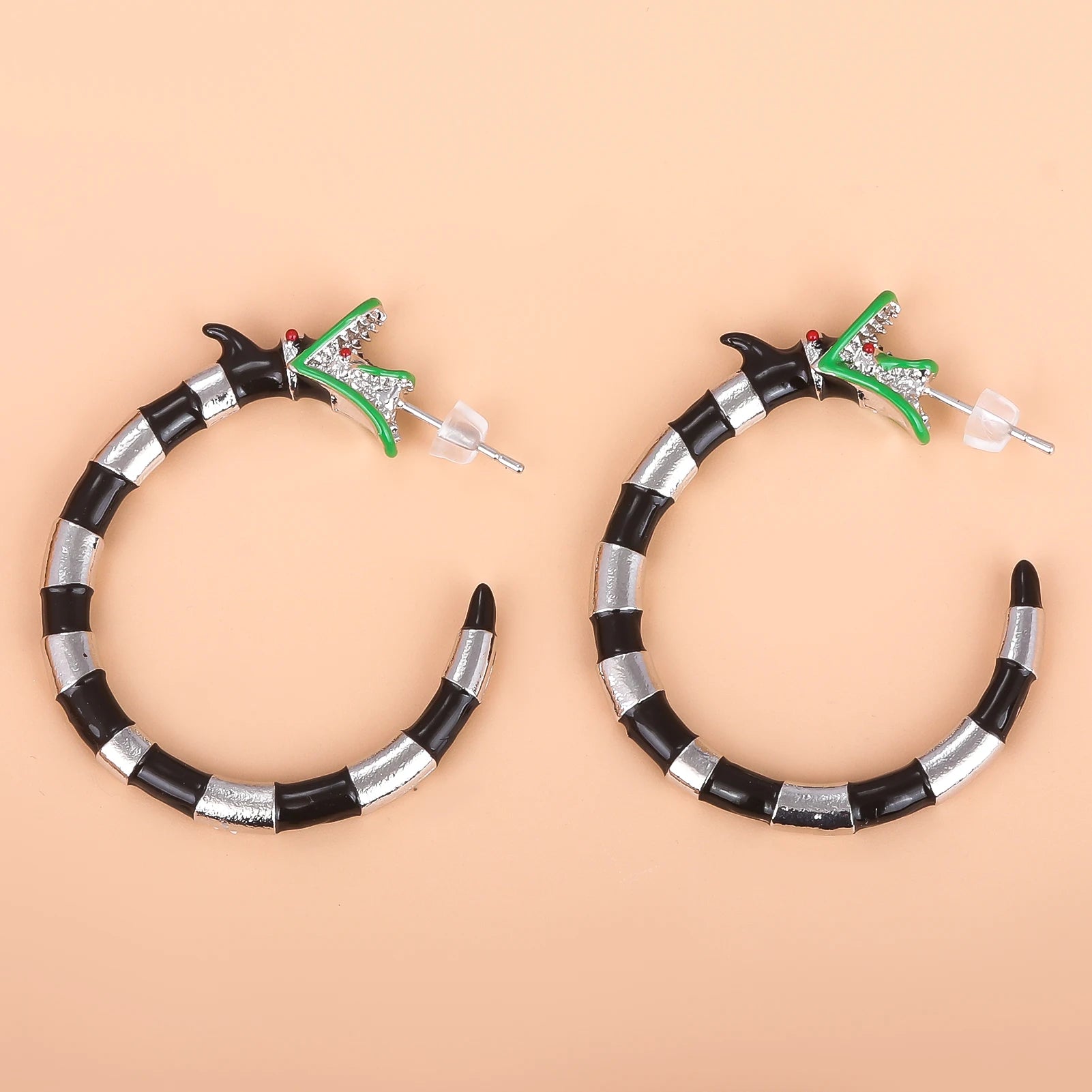 Gothic Style Harong Halloween Beetlejuice Hoop Earring for Women Beetle Sandworm Creepy Chunky Jewelry Cosplay Props Accessories - Charlie Dolly