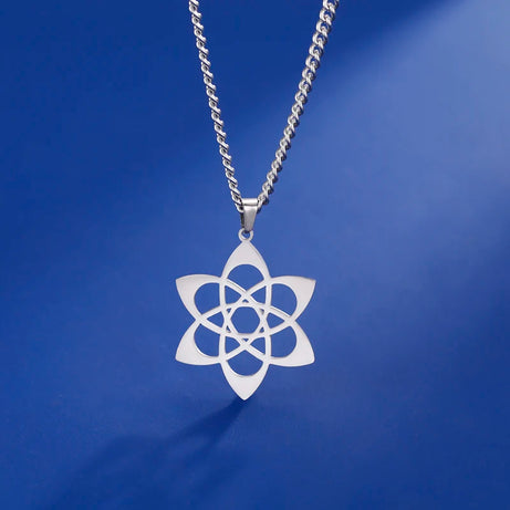 Chakra Lotus & Star of David Amulet Necklace, Hebrew Sacred Protection Talisman