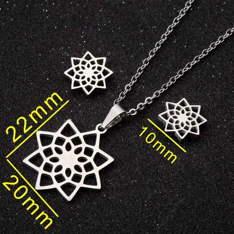 Unalome Lotus Pendant, Stainless Steel Yoga Sacred Path Necklace