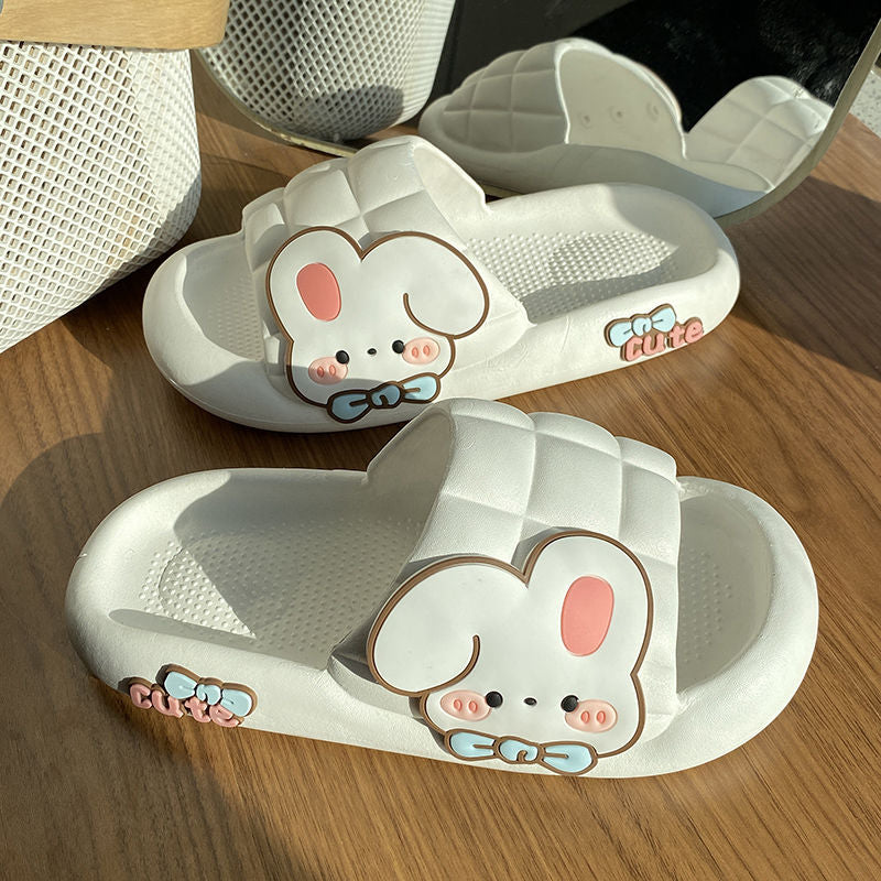 Cute Rabbit Slippers Women Indoor Home Bathroom Anti-slip Slides Shoes Soft Sole Beach Summer Sandals Women Slippers - Charlie Dolly