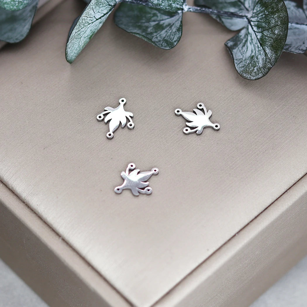 3pcs Exquiaite Amulet Moon Lotus Flower Charms DIY Craft Earrings Necklace Jewelry Making Yogo Buddhism Stainless Steel Pendant