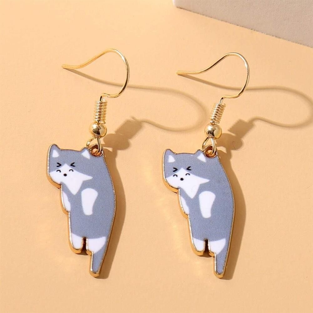 Trendy Cute Kitten earring for women Cartoon Girl Flower Cat drop Earrings Sweet and Fresh Earrings gift - Charlie Dolly