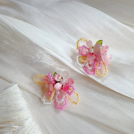 Floral Tassel Long Statement Earrings Jewelry