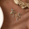 Cute Inlaid Zircon Small Umbrella Stud Earrings for Women 925 Sterling Silver Fashion Simple Jewelry - Charlie Dolly